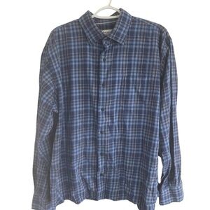 Peter Millar Size XL Blue Plaid Button Down Long Sleeve Shirt 100% Cotton